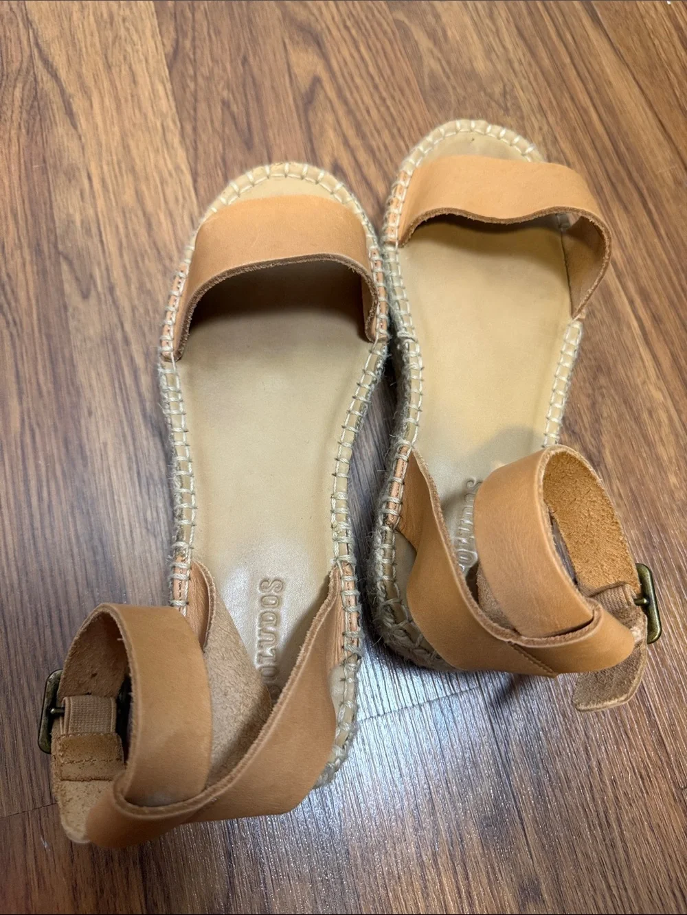 Soludos Tan Leather Ankle-Strap Espadrille Sandals